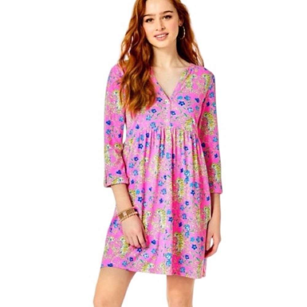 LN Lilly Pulitzer Loran Mini Dress in Prosecco Pink Tigress Garden - S